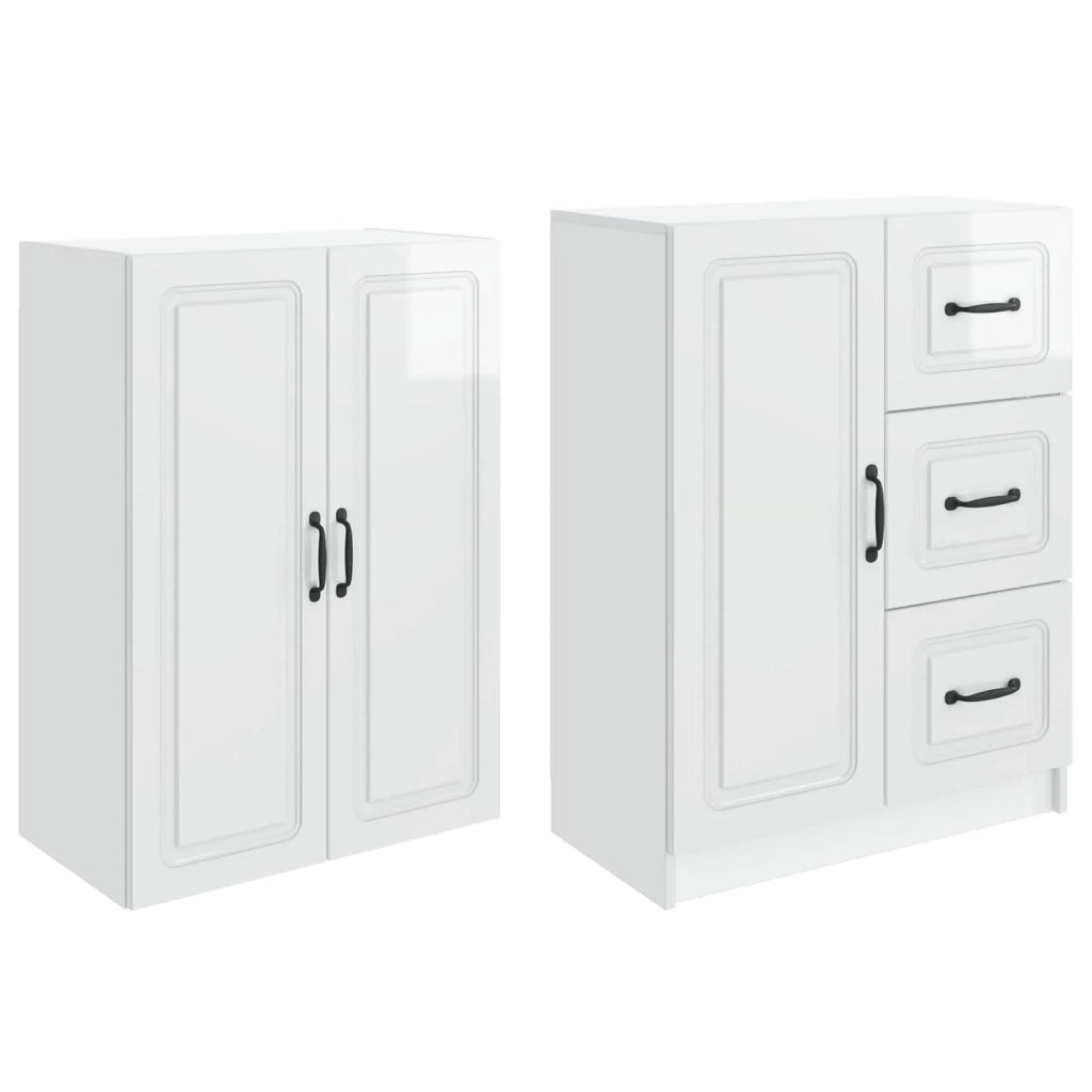 Set di armadi 2 pcs Bianco Lucido Legno ingegnerizzato 3416983