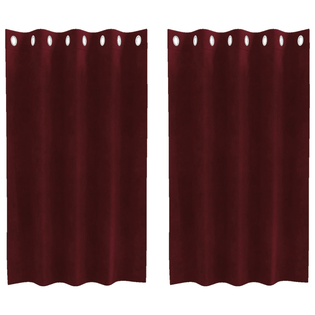 Tende Oscuranti  con Occhielli 2 pezzi Rosso Vino Velluto
