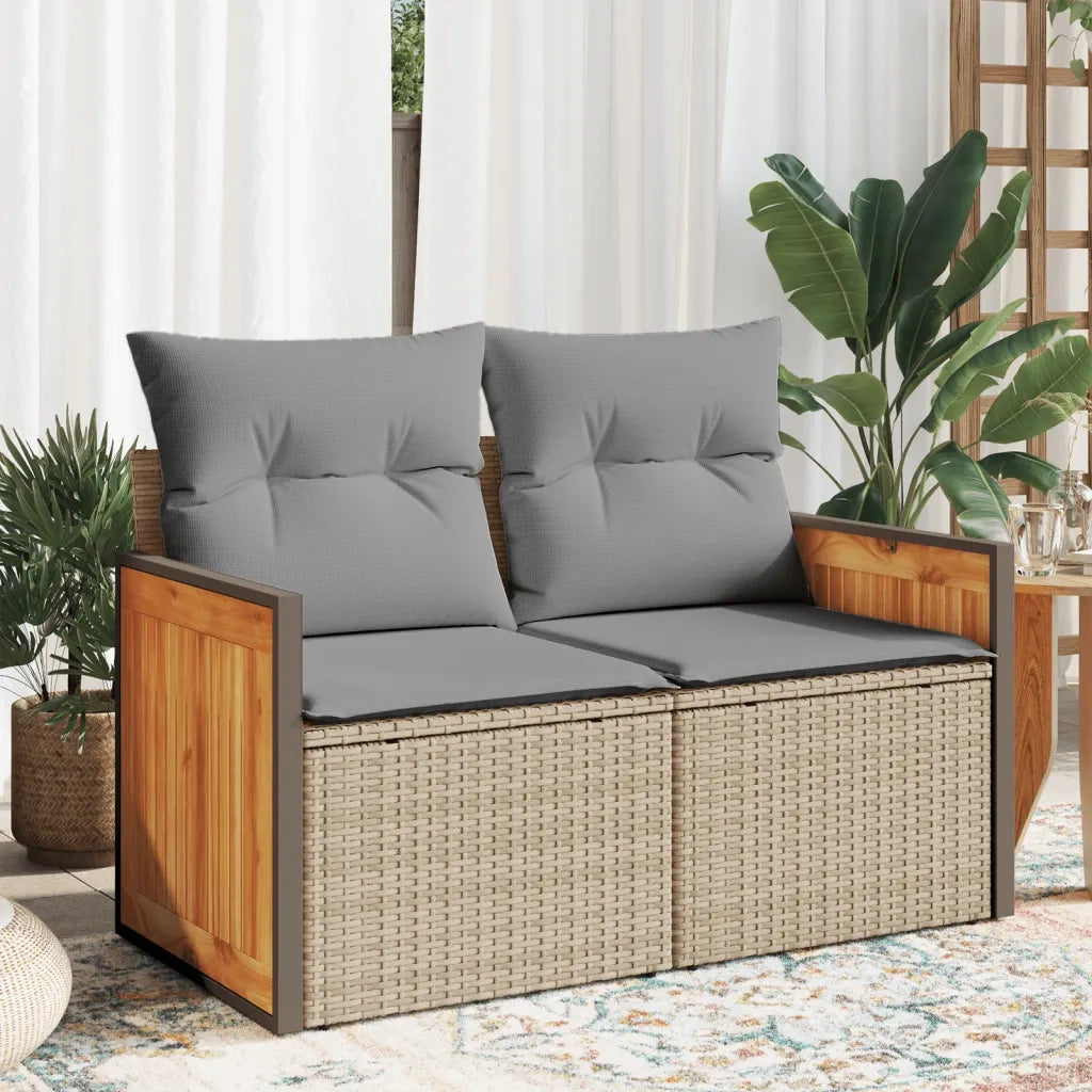 Divano da Giardino con Cuscini a 2 Posti-Sofa da Giardino-Divano da esterno Beige in Polyrattan 948330
