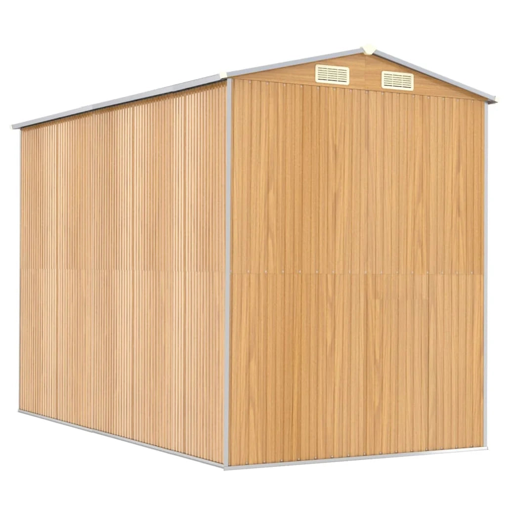 Casetta da giardino cabina ripostiglio casetta da esterno robusta casetta per attrezzi colore chiaro 192 x 274 x 223 cm acciaio zincato marrone 02_0022303