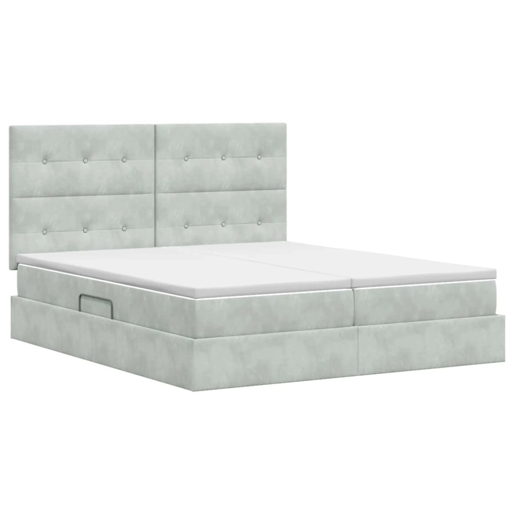 Letto con Contenitore Grigio Chiaro 200 x 200 cm Velluto 3459831