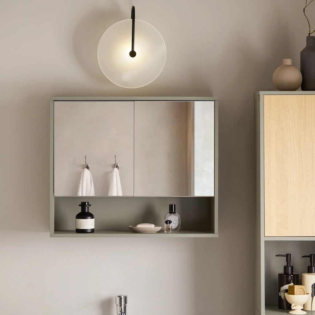 Pensile Da Bagno Mobile Bagno Con Specchio E Due Ante Grigio 60x19.5x49.5cm BZR134-NG