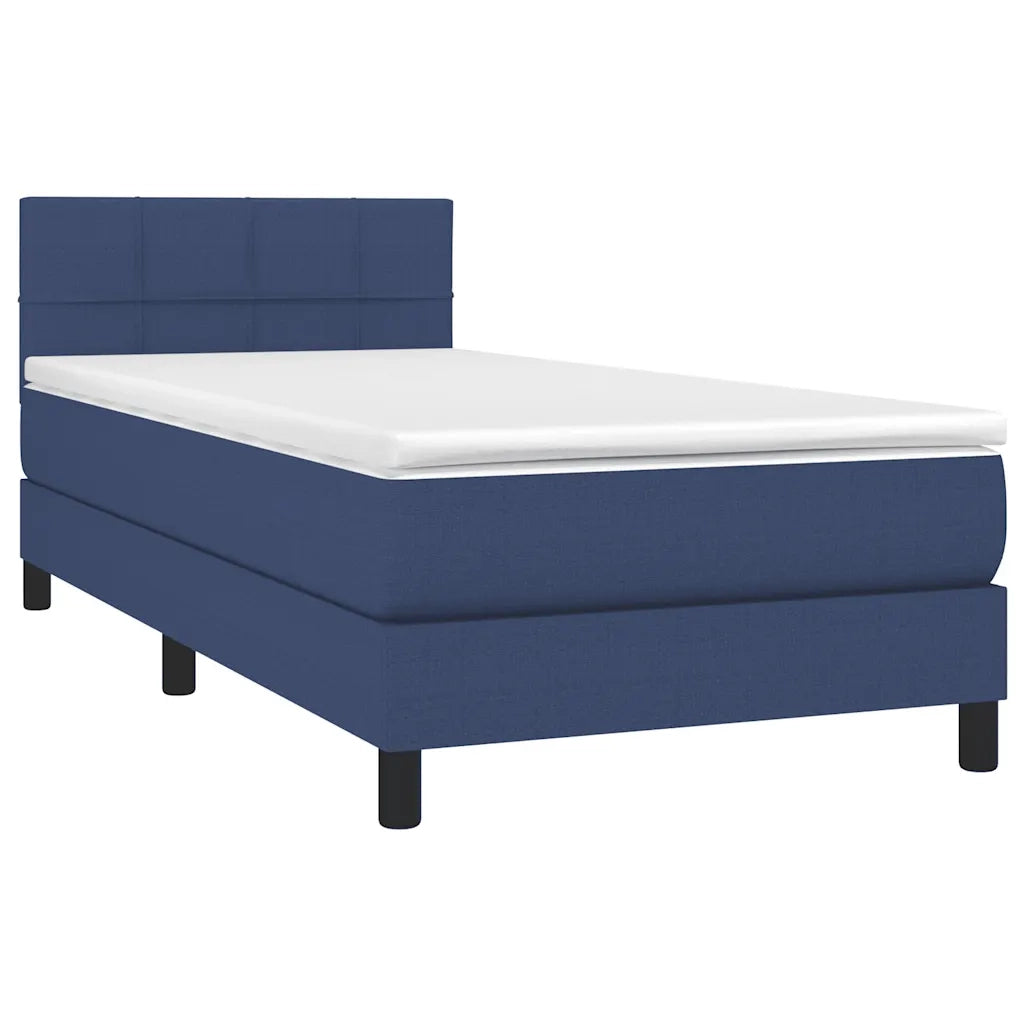 Letto singolo | Letto per adulti | Giroletto a Molle con Materasso Blu 80x200 cm inTessuto