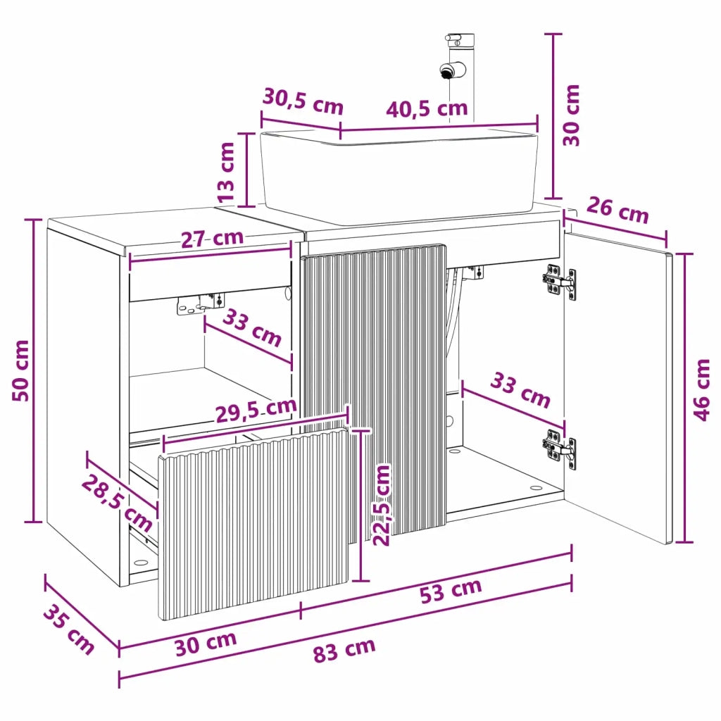 Set di mobili per il bagno 2 pz Nero Legno ingegnerizzato 3404065