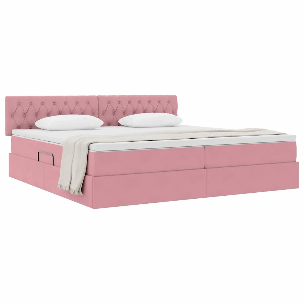 Letto con Contenitore con materasso Rosa 200 x 200 cm Velluto 3370844