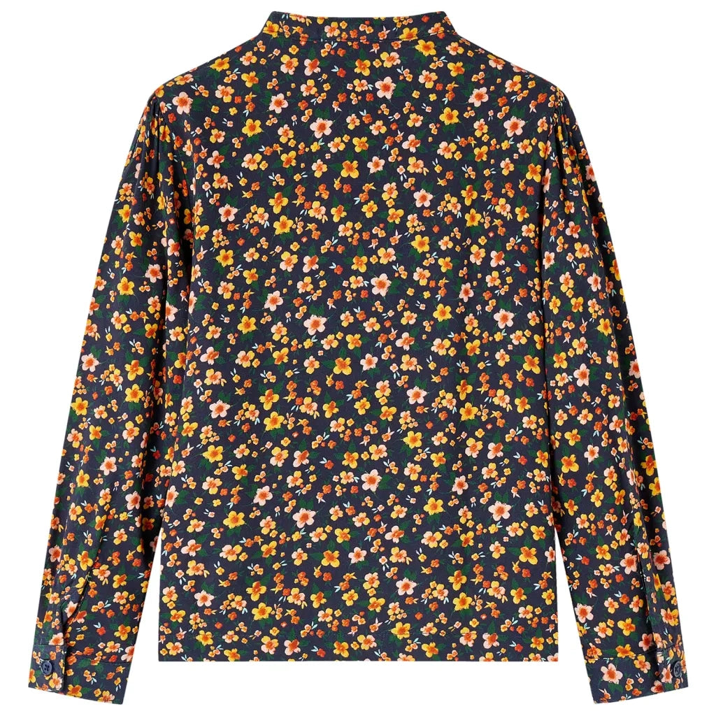 Camicia da Bambina con Colletto Fascia Blu Marino 116 13956