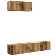 Set Mobile TV 3 pz | Armadietto TV | Mobile Porta TV Montato a Parete Legno Antico in Truciolato