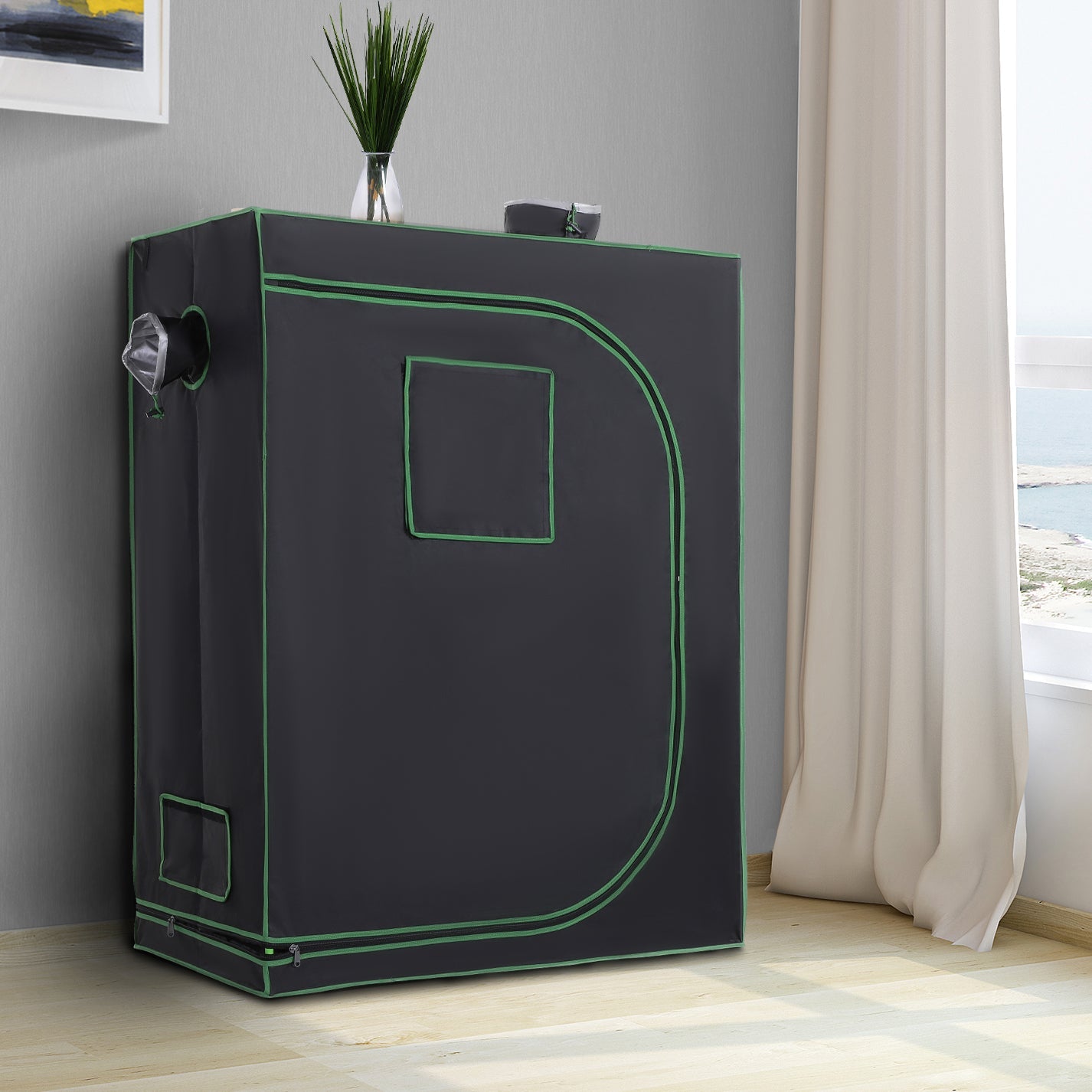 Serra Idroponica da Interno in Mylar con Prese d'Aria Regolabili 120x60x150 cm