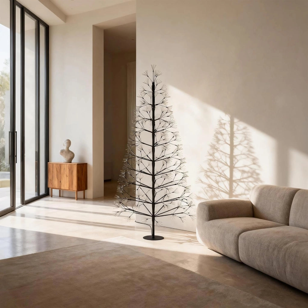 Albero di Natale a LED, 150 cm, albero luminoso, in ferro, con 1500 LED, albero di Natale con tronco rimovibile, con supporto in metallo, bianco freddo