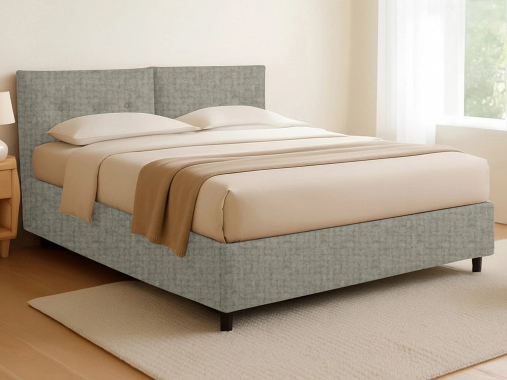 Bath, Letto Matrimoniale Sfoderabile Made in Italy, Grigio