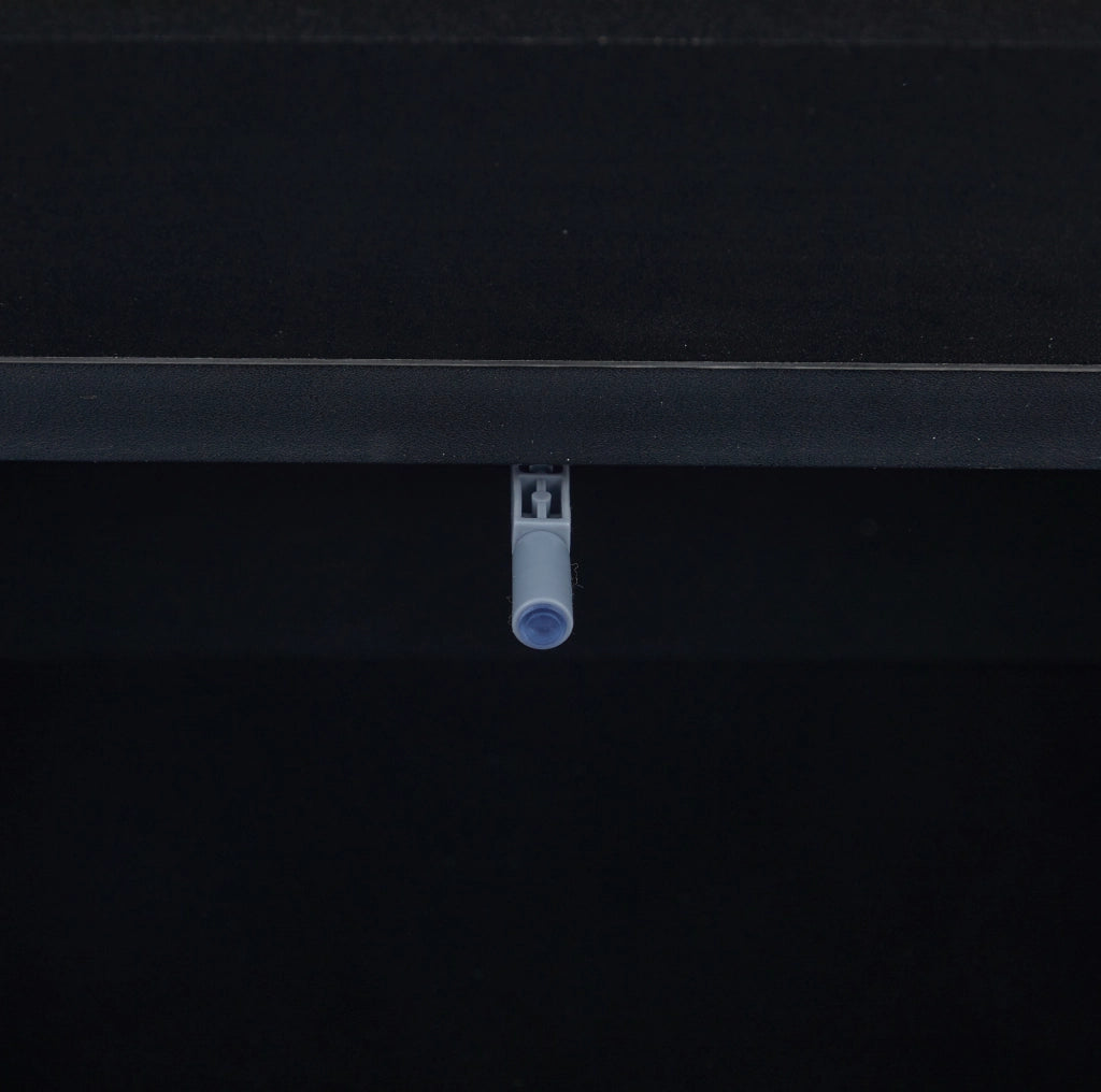 Tavolino da caffè LED nero 100x50x39 cm con cassetto e ripiano