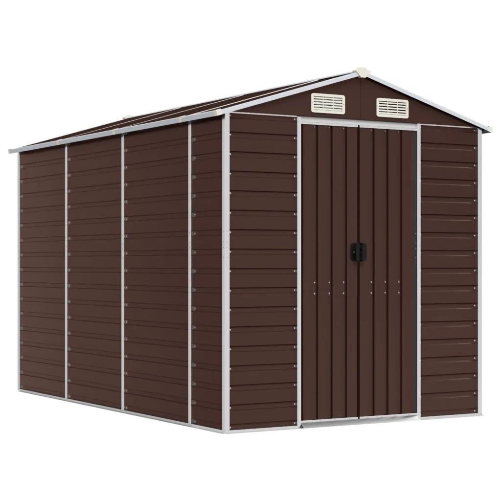 Casetta da giardino marrone 191x300x198 cm in acciaio zincato 3188266