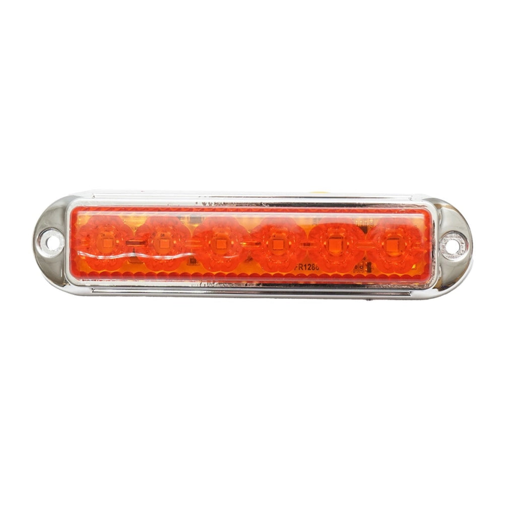Lampada laterale slim gialla cromata con LED, 12-24V, gialla, Breckner Germany, modello FR1286CY