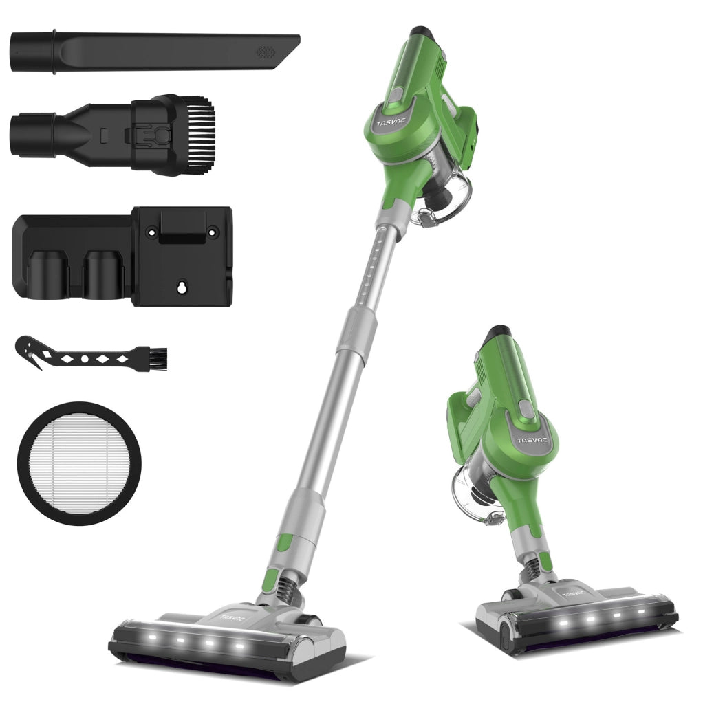 Aspirapolvere senza fili ABS+PC verde con display LED per pavimenti e scale