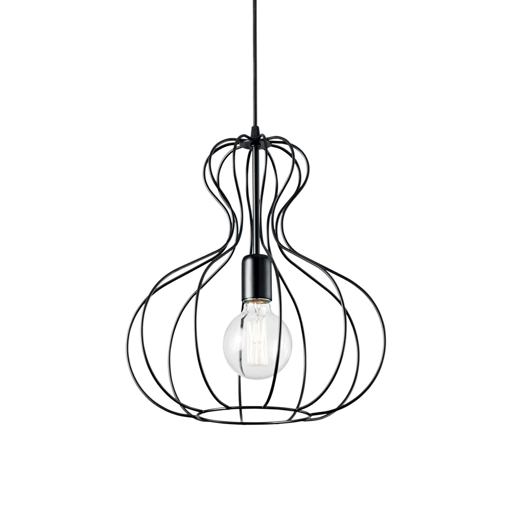 Sospensione Industrial-Minimal Ampolla-1 Metallo Nero 1 Luce E27