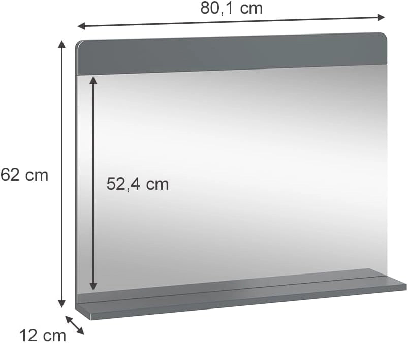 Specchio da bagno Izan, Grigio, 80.1 x 62 cm, a parete, combinabile con altri mobili da bagno Izan