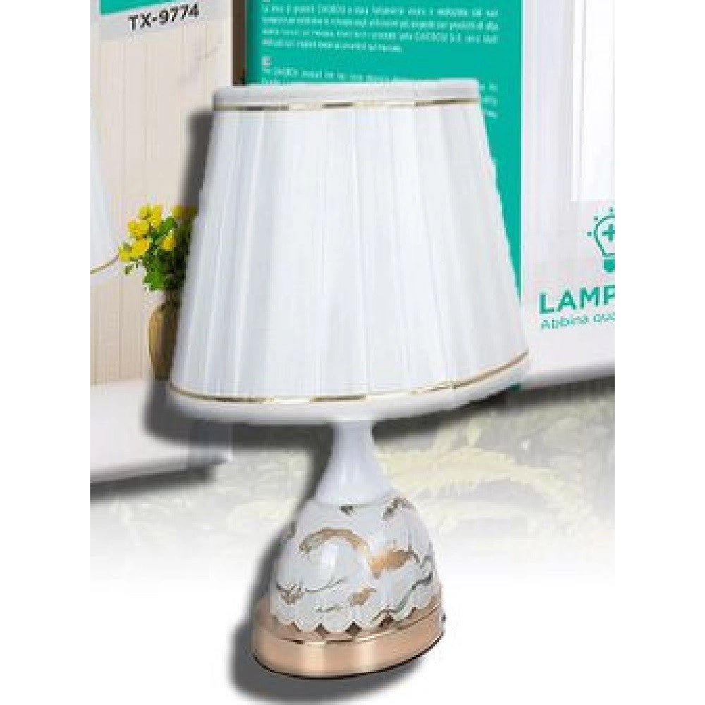 Trade Shop - Lume Lampada Abat Jour Comodino Comò Da Tavolo Arredo Camera Casa Luce Tx-9774 -