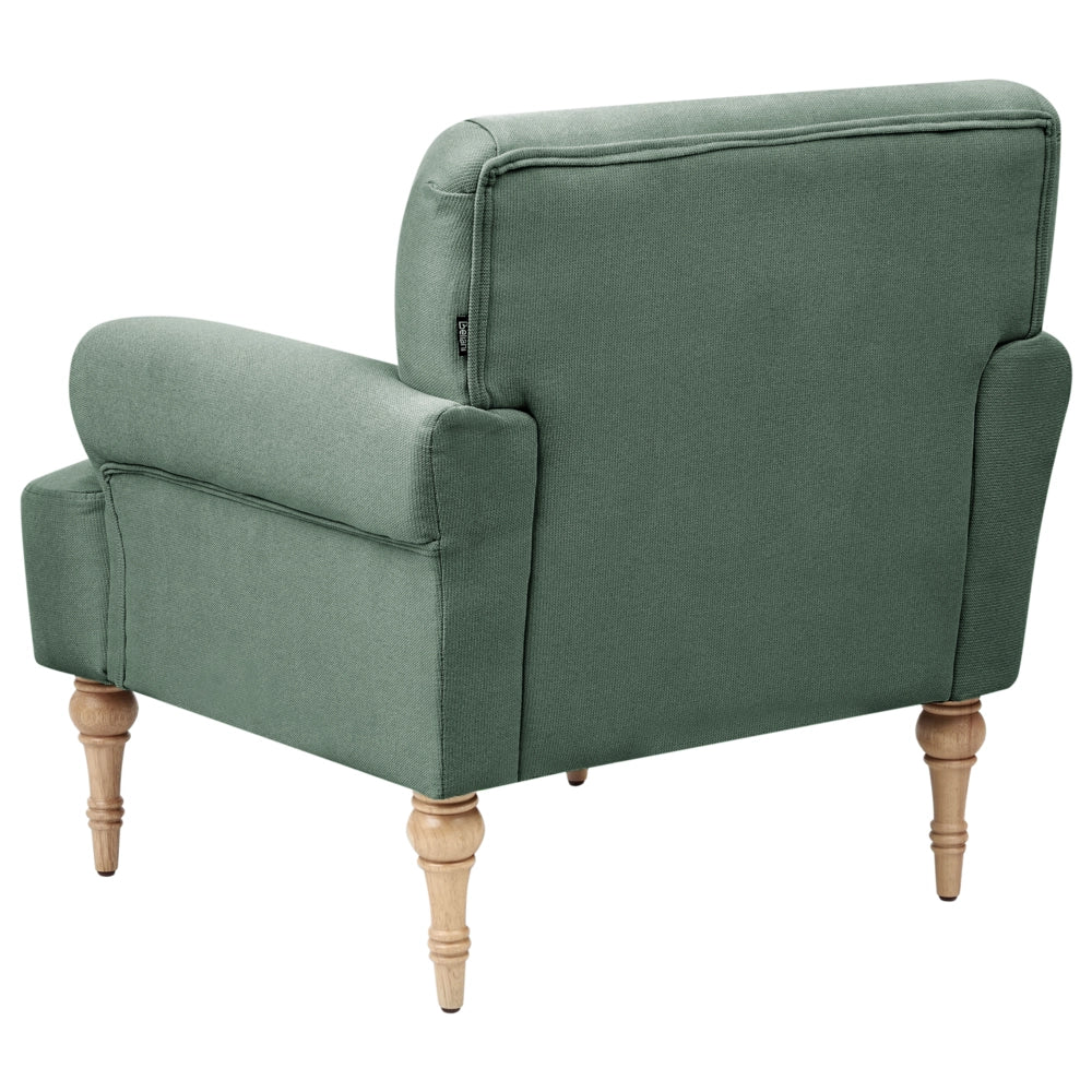 Poltrona Verde Tessuto poliestere idrorepellente Gambe in legno di gomma Arredamento minimalista retrò per il soggiorno