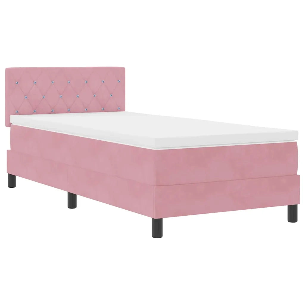 Letto a molle con materasso Rosa 100 x 200 cm Velluto 3339091
