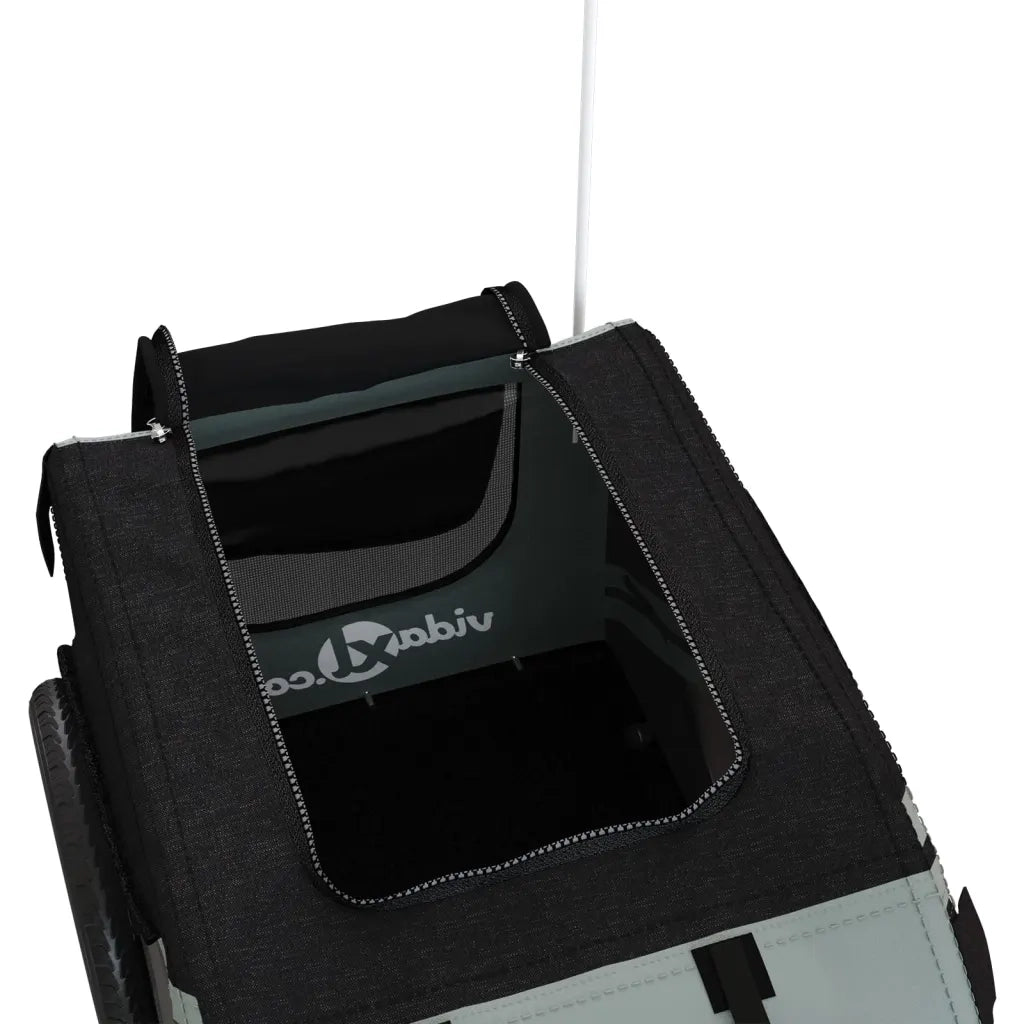 Rimorchio da Bici per Animali Grigio e Nero Oxford e Ferro CFW3930258