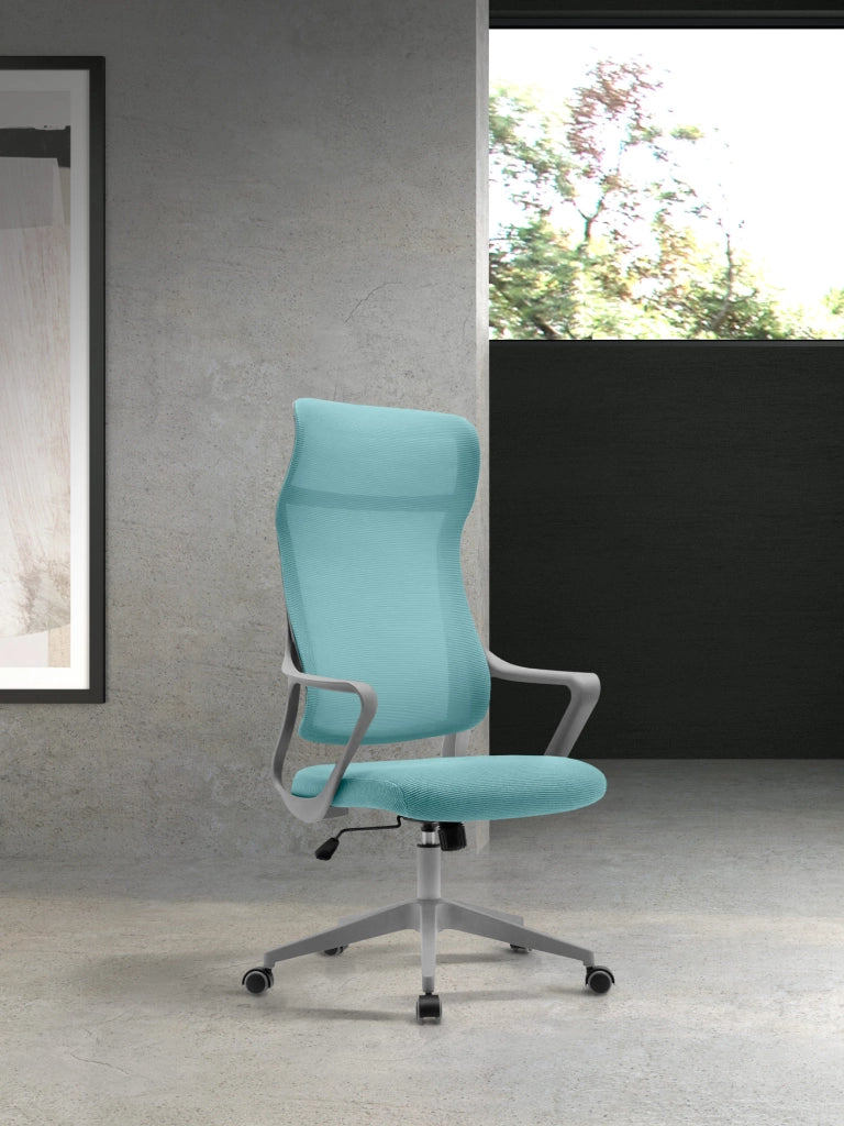 Sedia studio Hispanohogar altezza regolabile in tessuto acquamarina 127x67x69