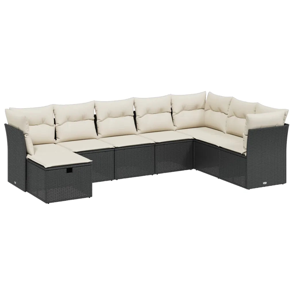 Set Divani da Giardino con Cuscini 8 pz Nero in Polyrattan 3263272