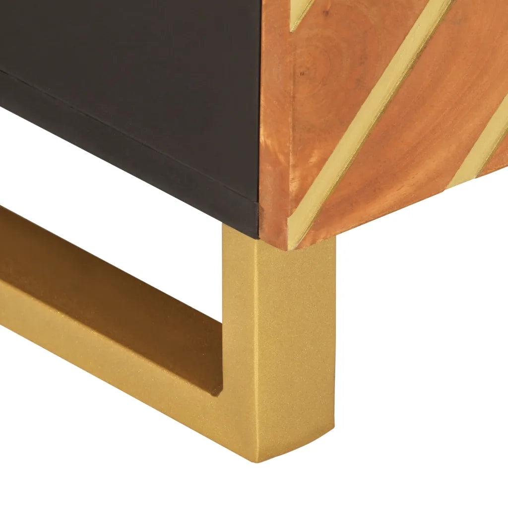 Tavolino da salotto | Tavolino da caff¨¨ | Tavolino da Soggiorno Marrone e Nero 80x50x40 cm Legno di Mango