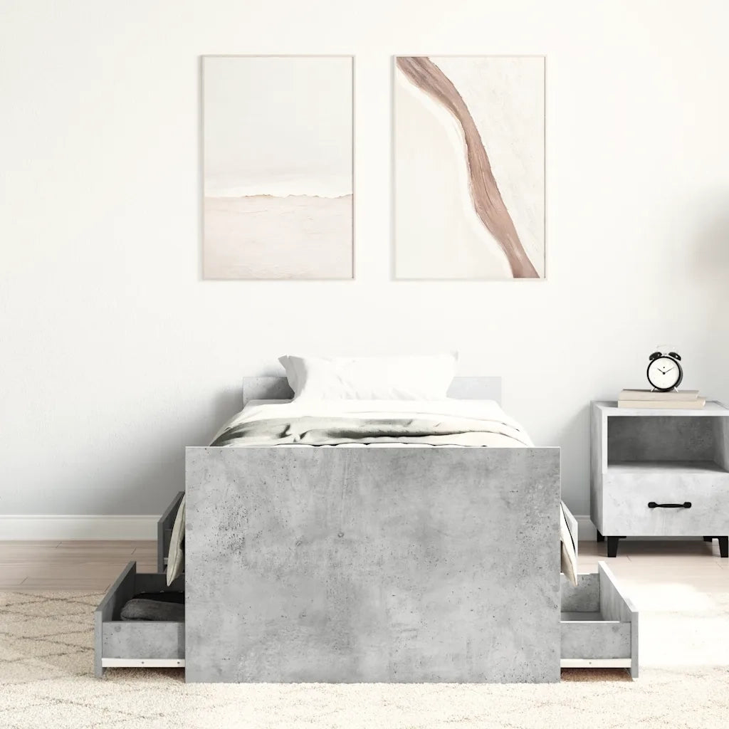 Giroletto con Testiera e Pediera Grigio Cemento 90x190 cm 3203813