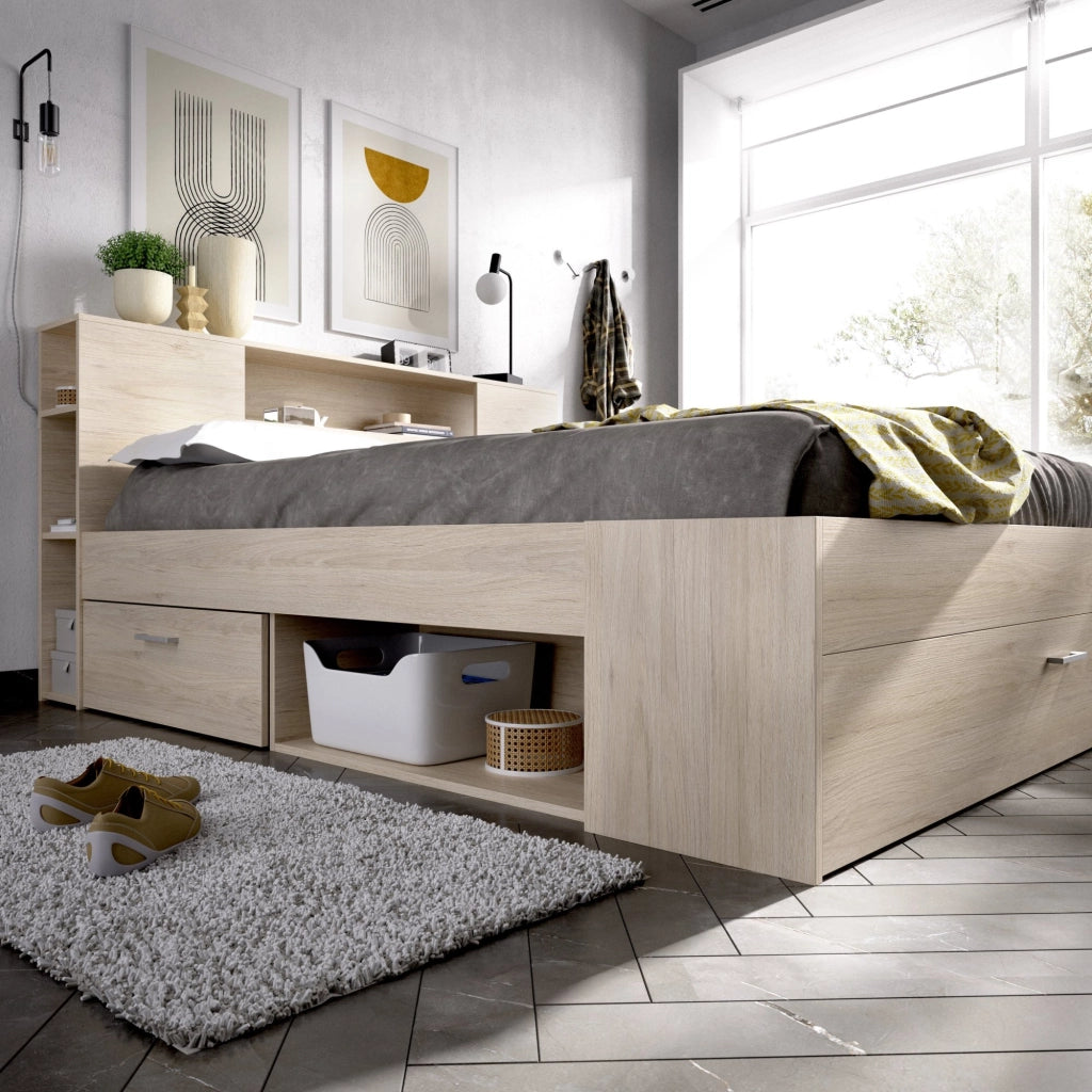 Murlo, Letto Matrimoniale Contenitore, Marrone Rovere