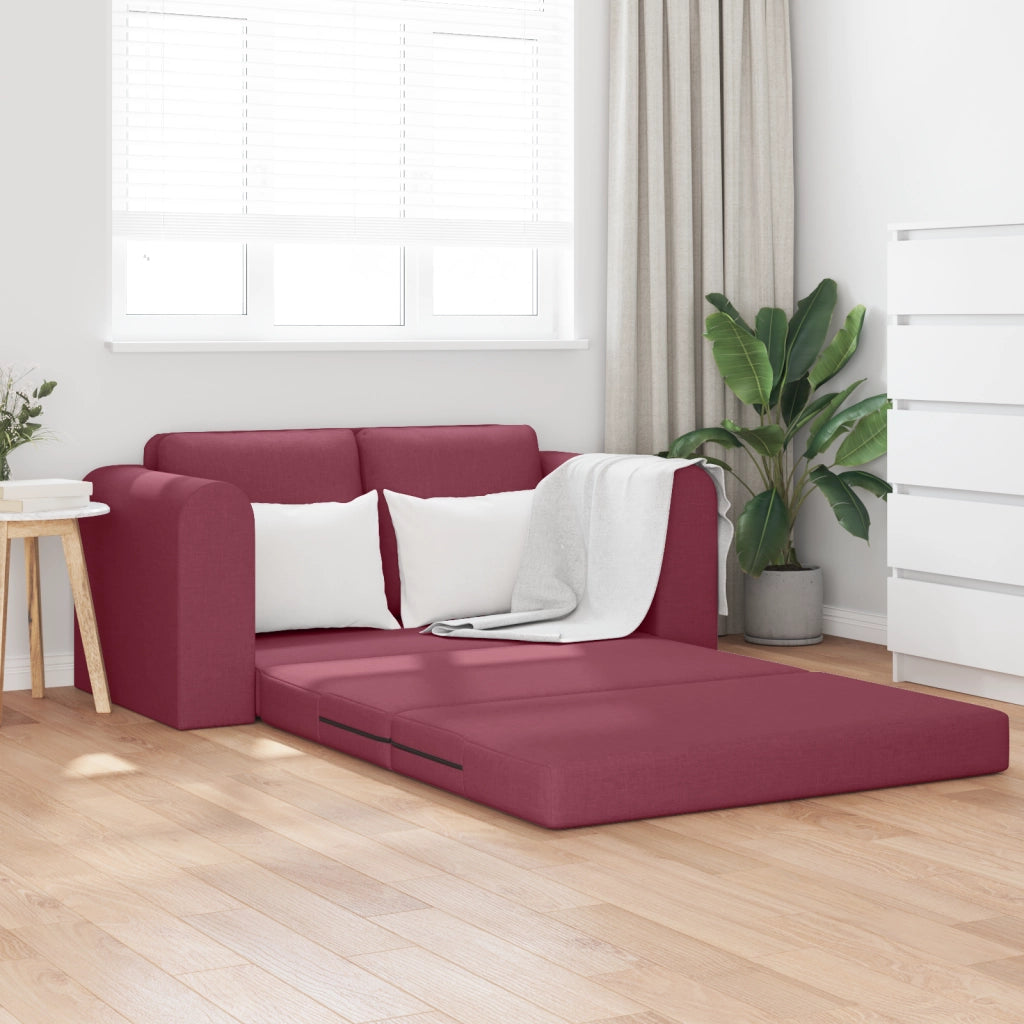 Divano Letto 2-in-1 Rosso Borgogna 148x71x83 cm Tessuto