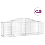 Cestini gabbioni recinzione a gabbia muro di contenimento ad arco 18 pezzi 200 x 50 x 60/80 cm ferro zincato argento 02_0040507