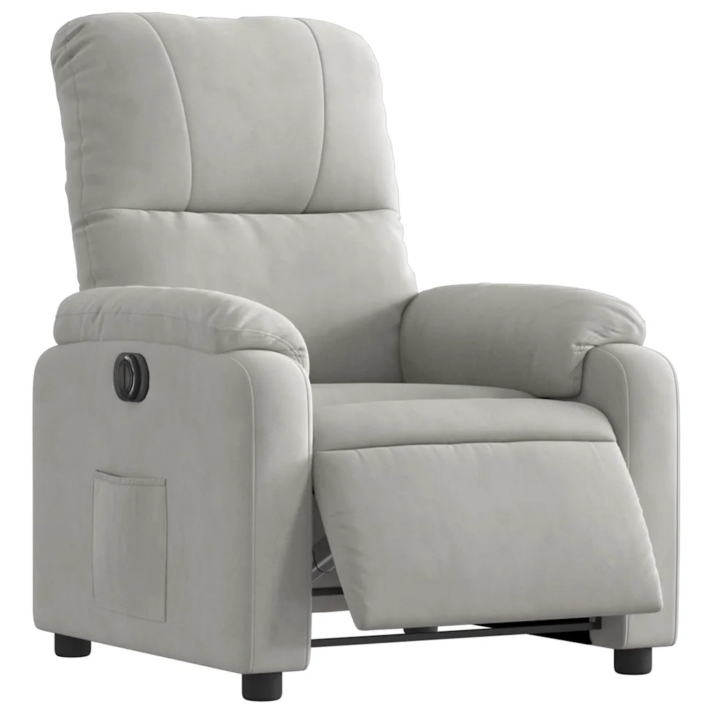 Divano Sedia-Poltrona Reclinabile Elettrica Grigio Chiaro Tessuto Microfibra 372890