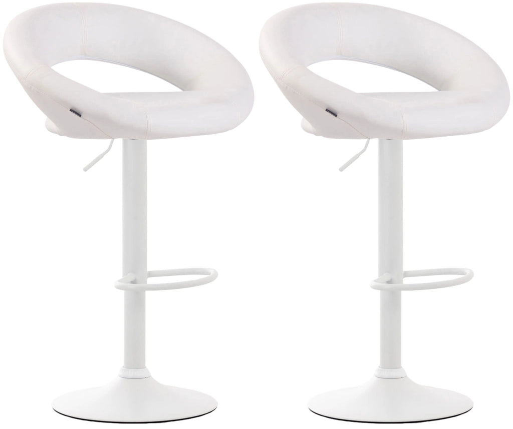 Set di 2 sgabelli da bar Olinda in finta pelle bianco,bianco