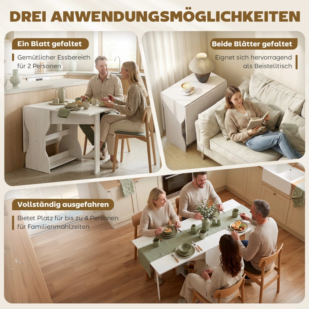 Tavolo da pranzo pieghevole con contenitore ¨C Zephmum ¨C Bianco 160x60x75 cm