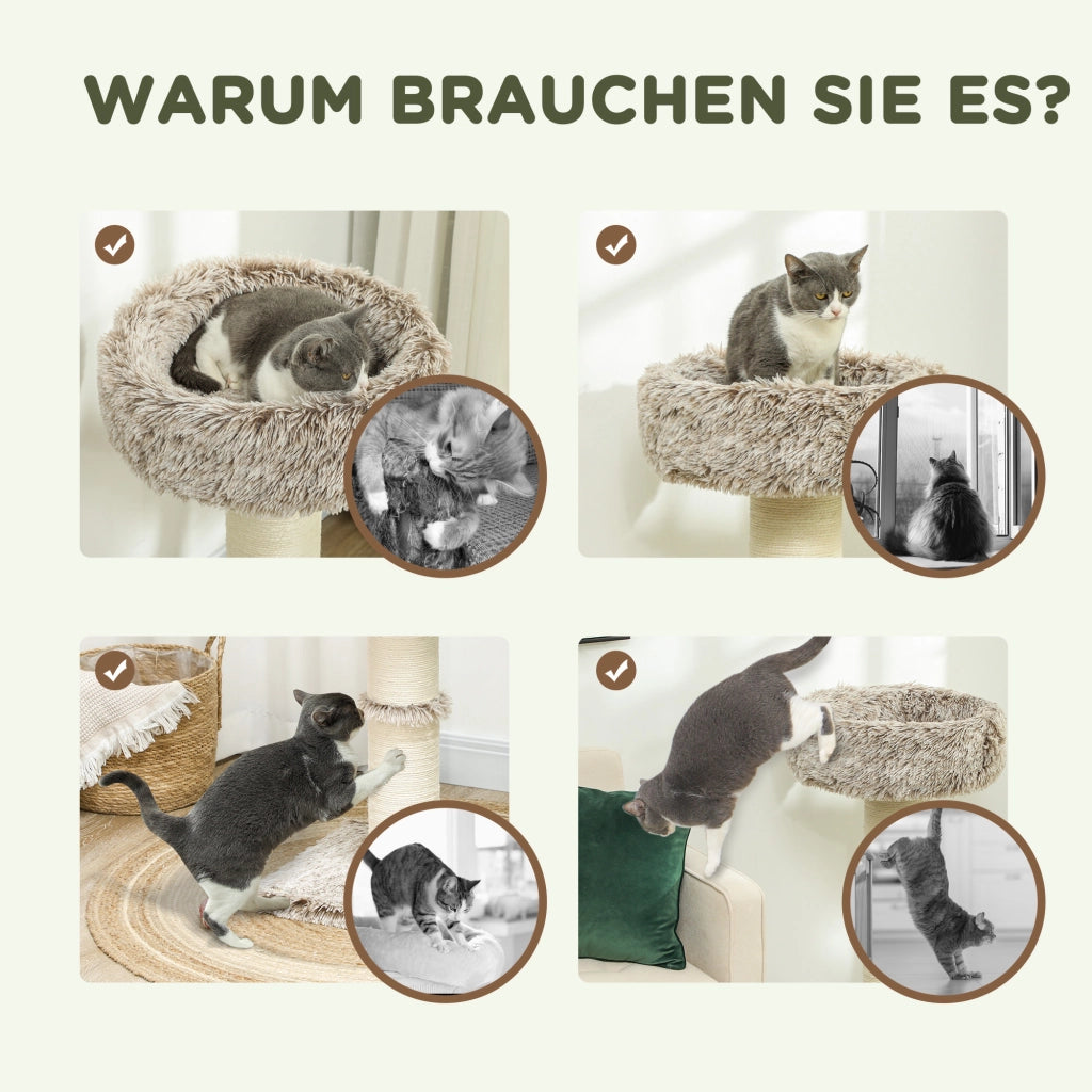 Albero per gatti con letto in peluche e tiragraffi ¨C zephmum ¨C 87x45x45 cm marrone