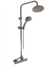 Colonna doccia a parete termostatico ottone grigio metallo spazzolato H. 109 cm