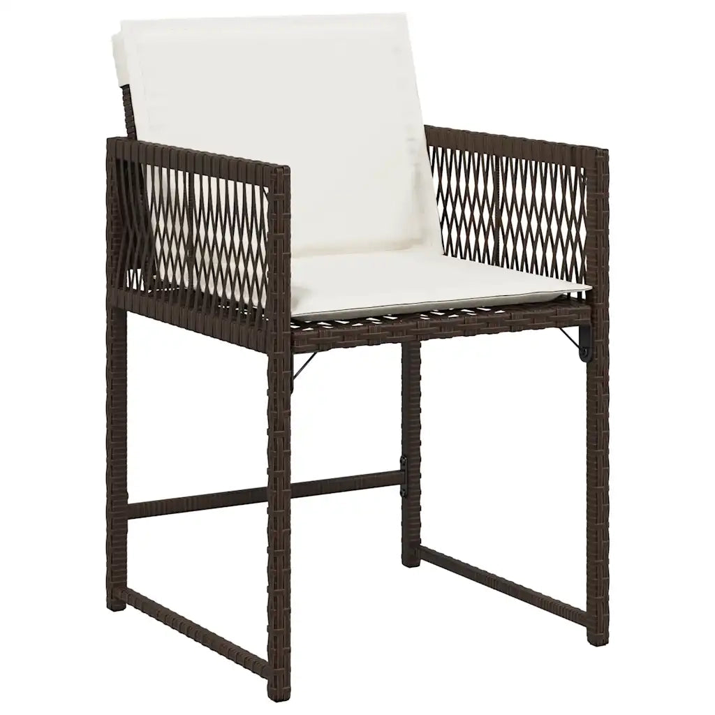 Sedie da Giardino con Cuscini 4 pz Marroni in Polyrattan 365020