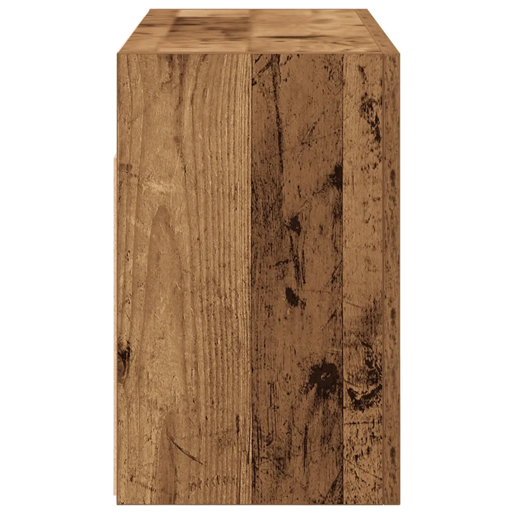 Mobiletto da bagno a parete pratico e di design con vani contenitori 60 x 25 x 40 cm realizzato in legno composito con finitura effetto legno anticato 02_0051267