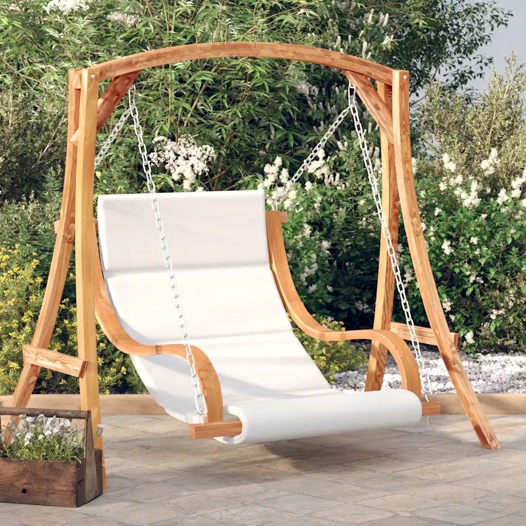 Sedia a Dondolo con Cuscino Massello di Abete Finitura in Teak 3200617