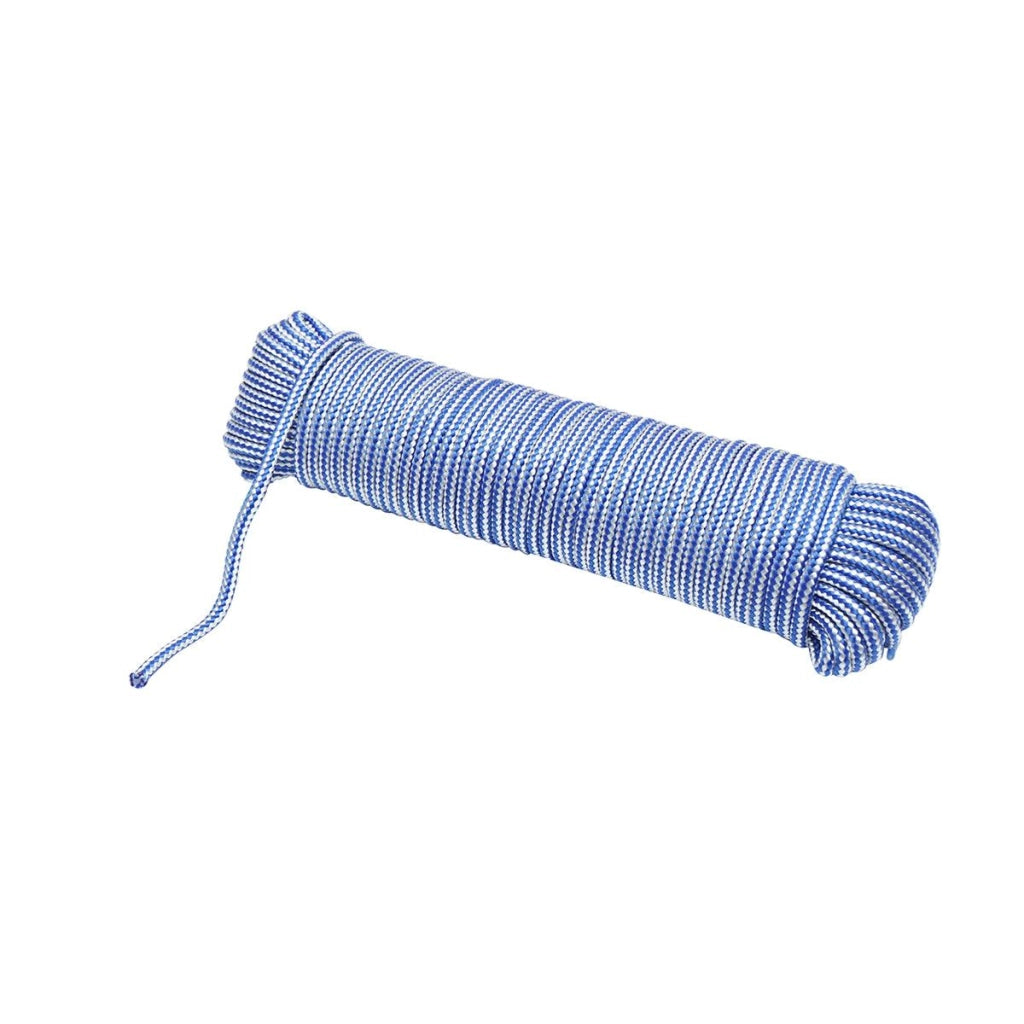Corda PP intrecciata 4 mm x 25 m, bianca/blu, Corda multiuso in polipropilene Breckner Germany