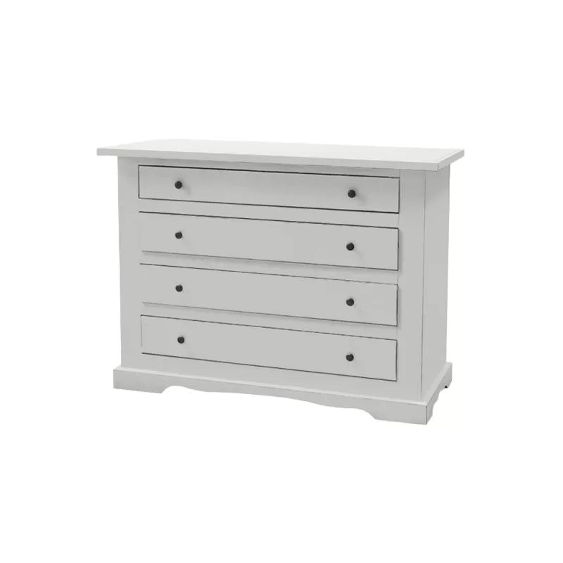 Cassettiera classica 4 cassetti legno bianco shabby 115x50x90 (1176) - Mobili 2G