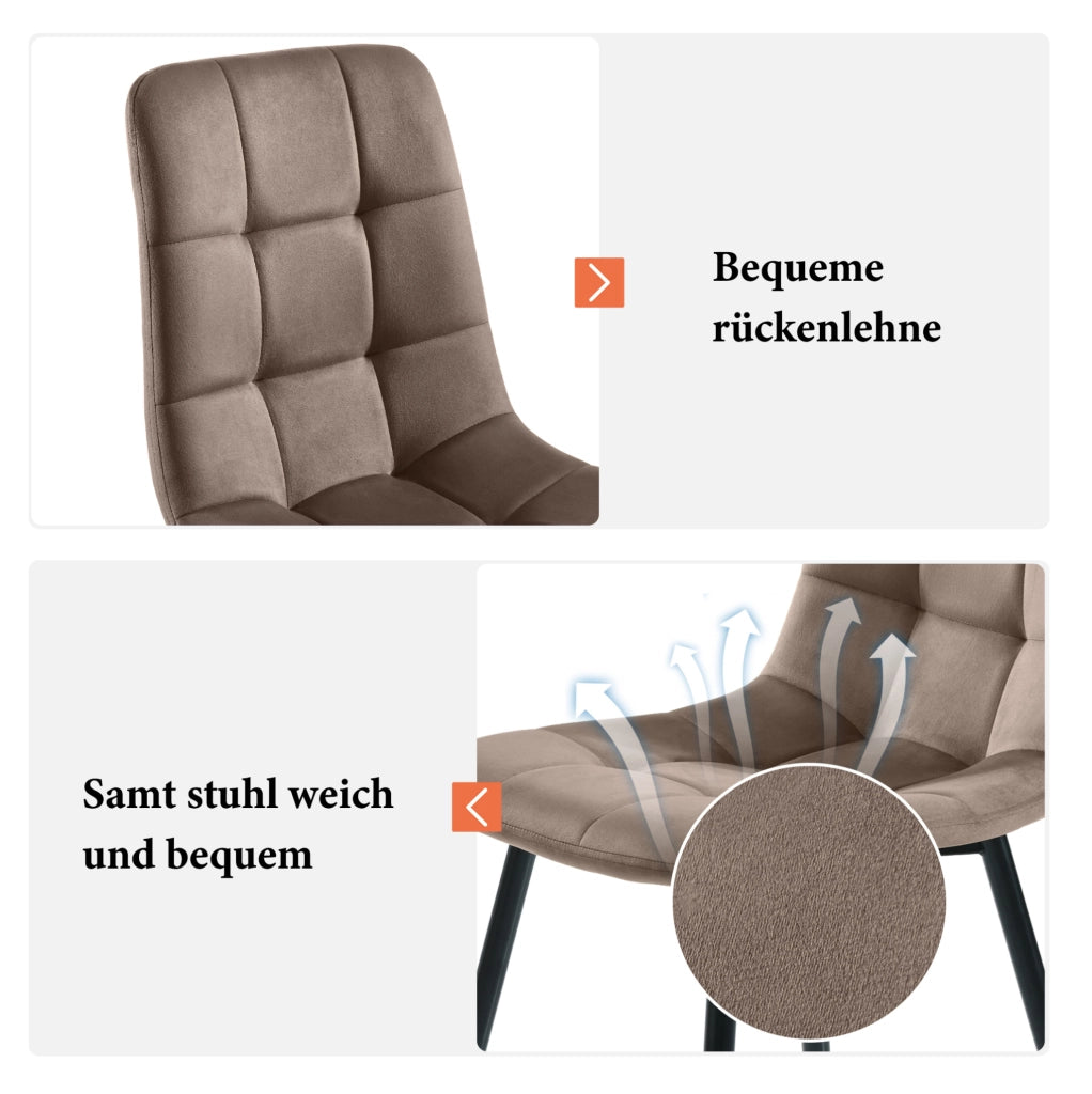 Set tavolo da pranzo 140x80 cm con 4 sedie in velluto