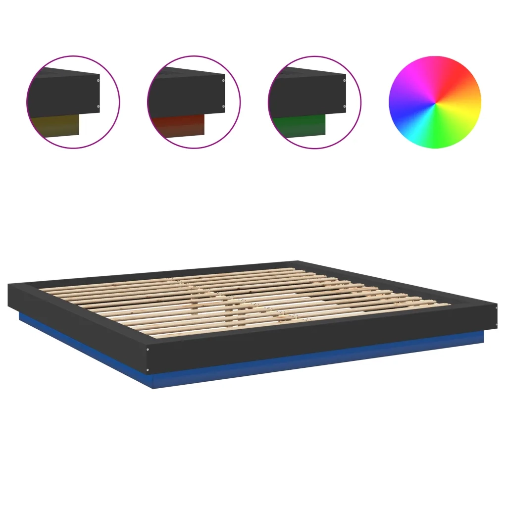 Giroletto con Luci LED Nero 180x200 cm in Legno Multistrato 3281078