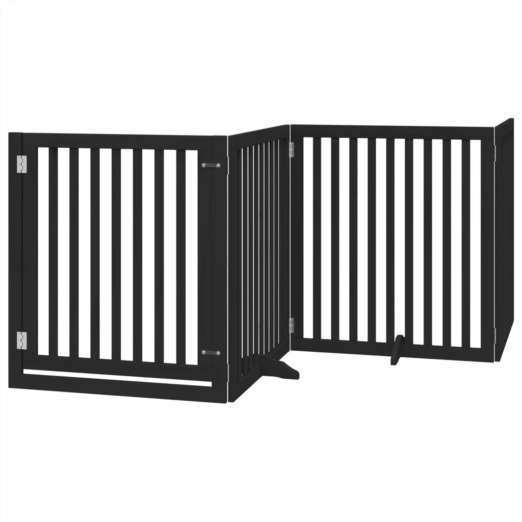 Cancello per Cani Porta Pieghevole Nero 4 Pannelli 320cm Pioppo CFW1448382