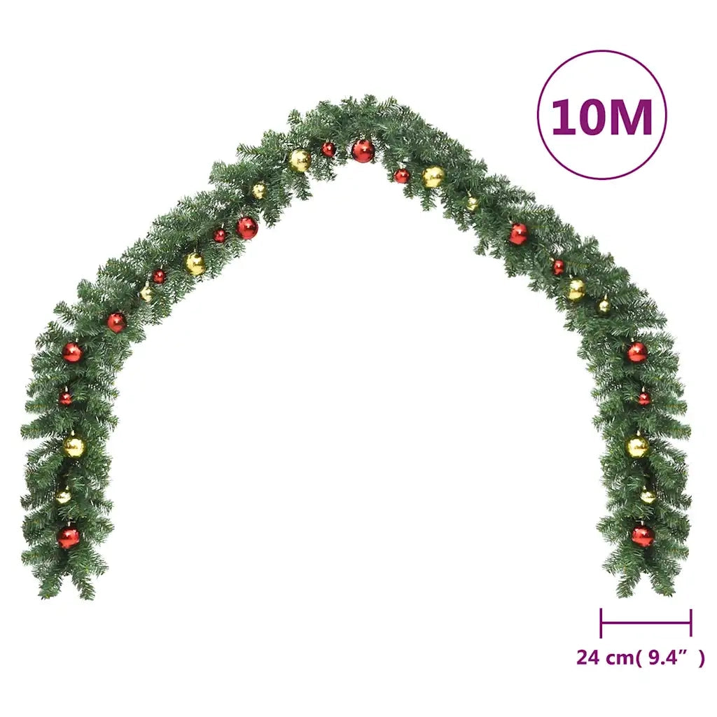 Ghirlanda di Natale Decorata con Palline e Luci a LED 10 m CFW6182934