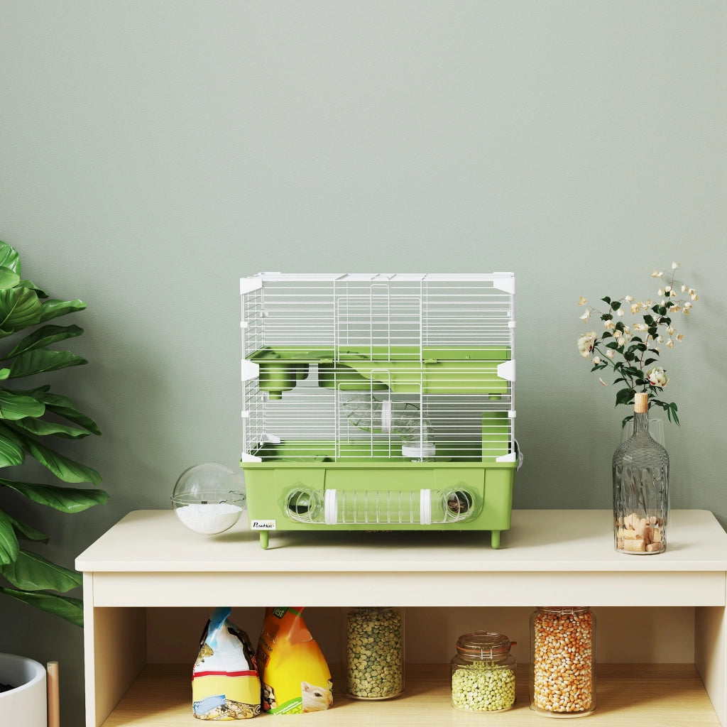 Gabbia per criceti a 2 livelli con ruota ¨C Minimal ¨C 44.5x28x44cm verde