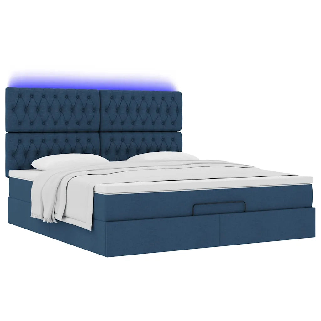 Struttura Letto Pouf con Materasso Blu 180x200cm in Tessuto 3314113