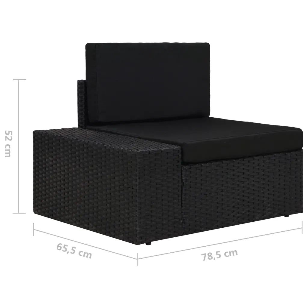 Divano Modulare a 2 Posti in Polyrattan Nero cod mxl 63747