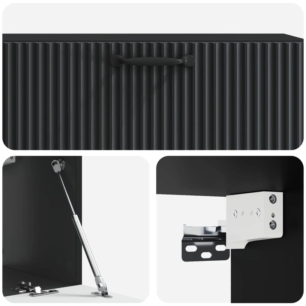 Mobile Porta TV da Muro Montaggio a parete Nero 98 x 31 x 30 cm