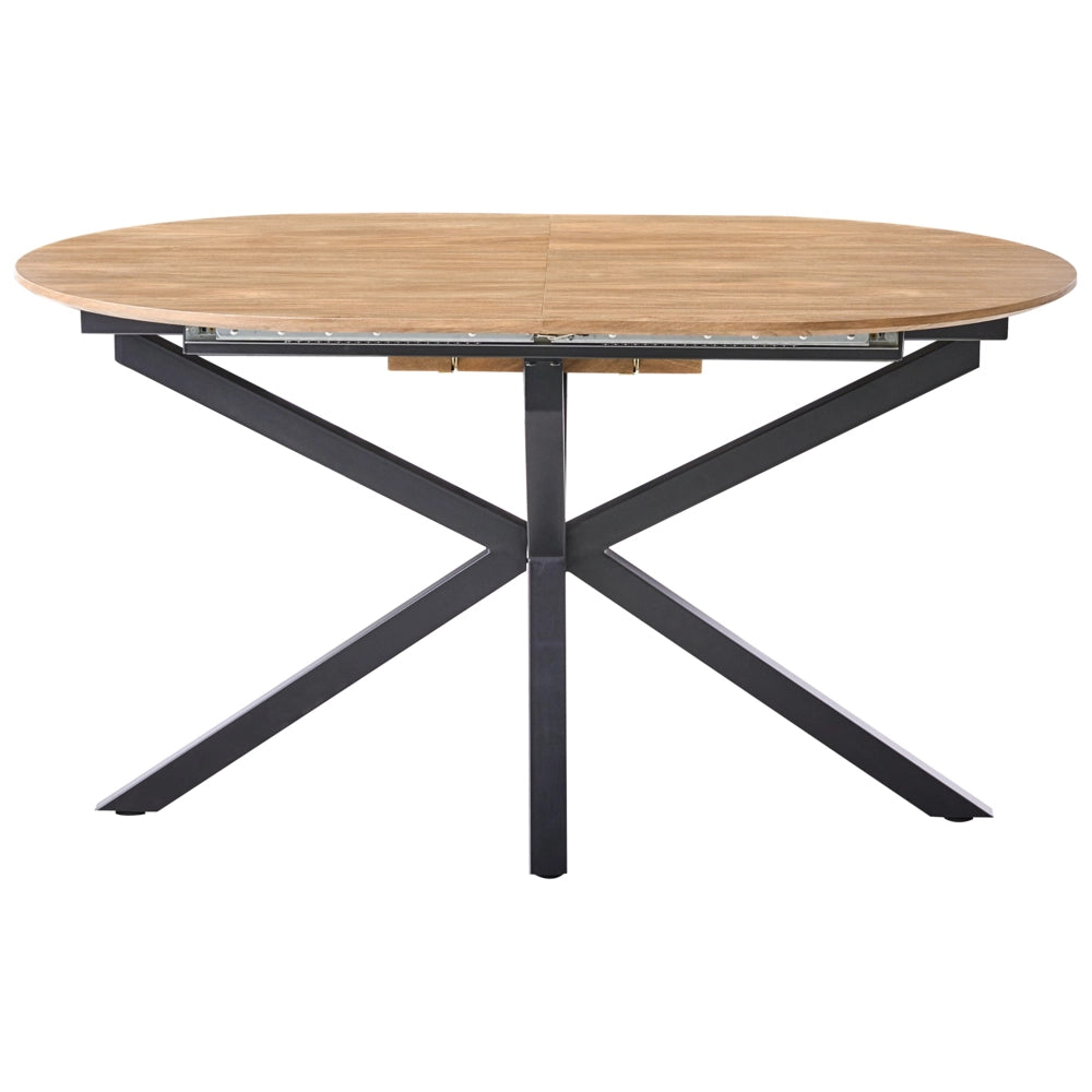 Tavolo da pranzo marrone nero con piano in MDF e gambe in ferro 140/180 x 90 cm allungabile ovale moderno sala da pranzo cucina